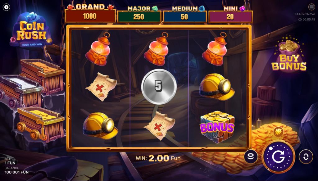 Reels showing a near-miss with lamps and a bonus cube